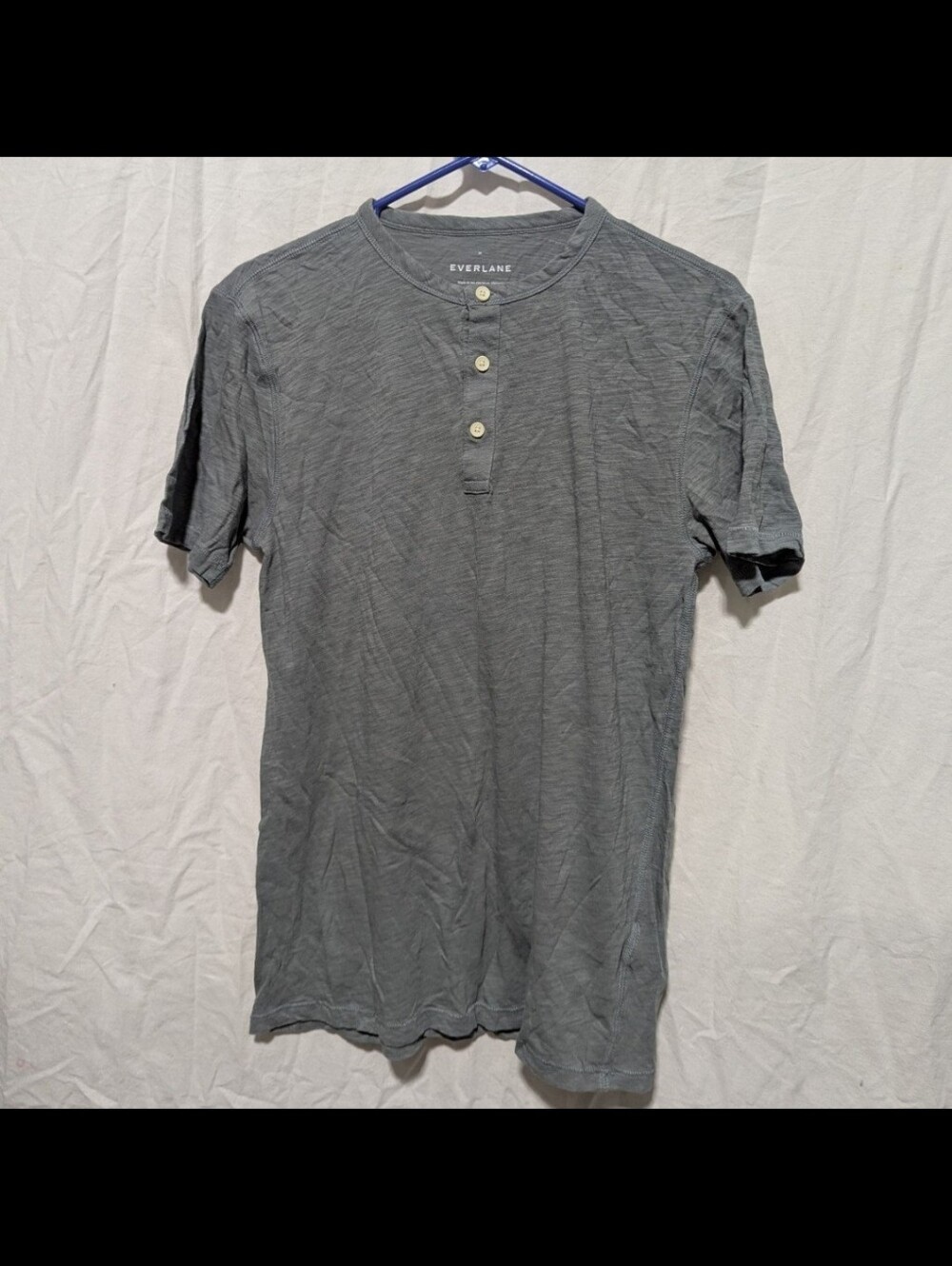 Everlane Men’s Gray Short-Sleeve Henley Shirt